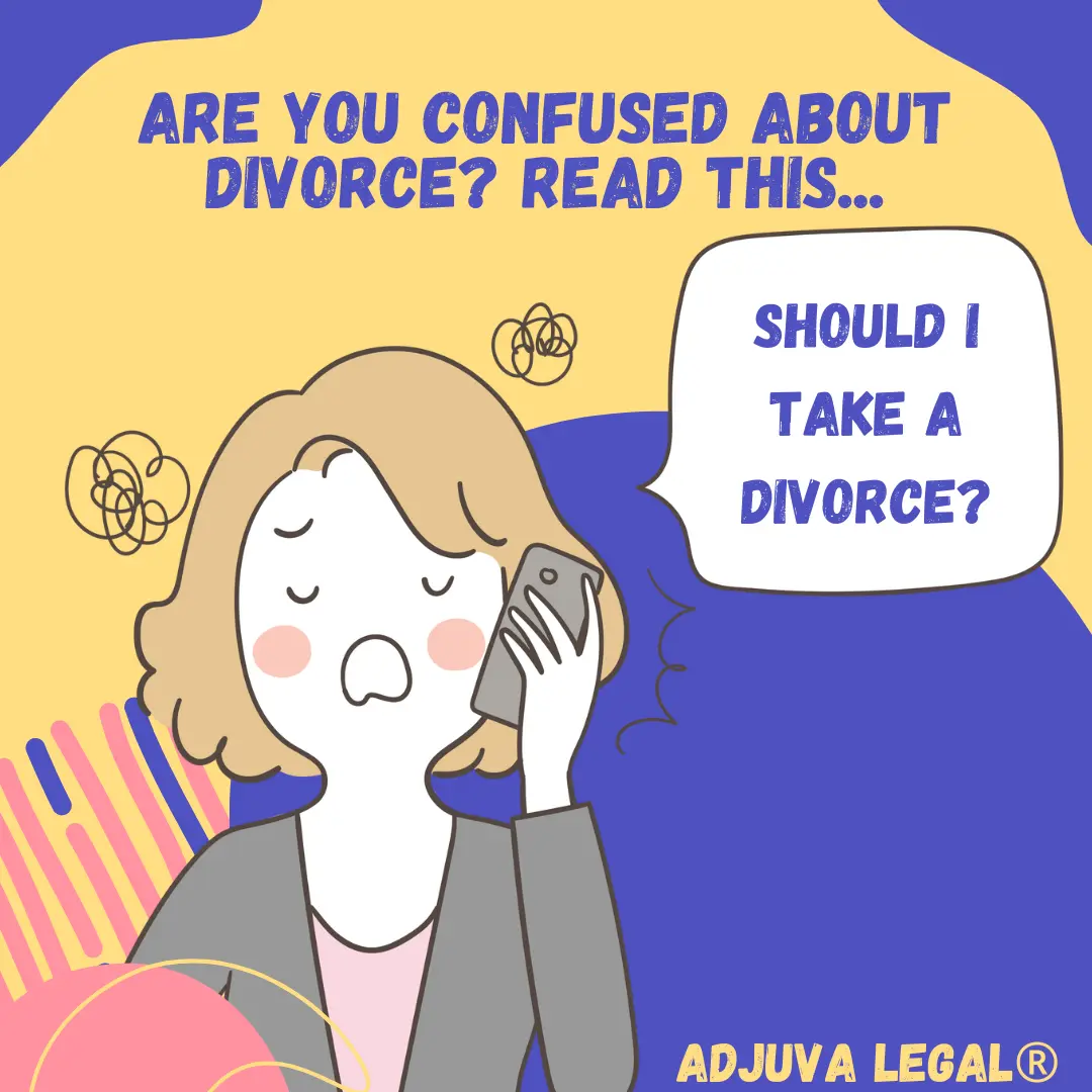 a woman asking on phone whether to take divorce