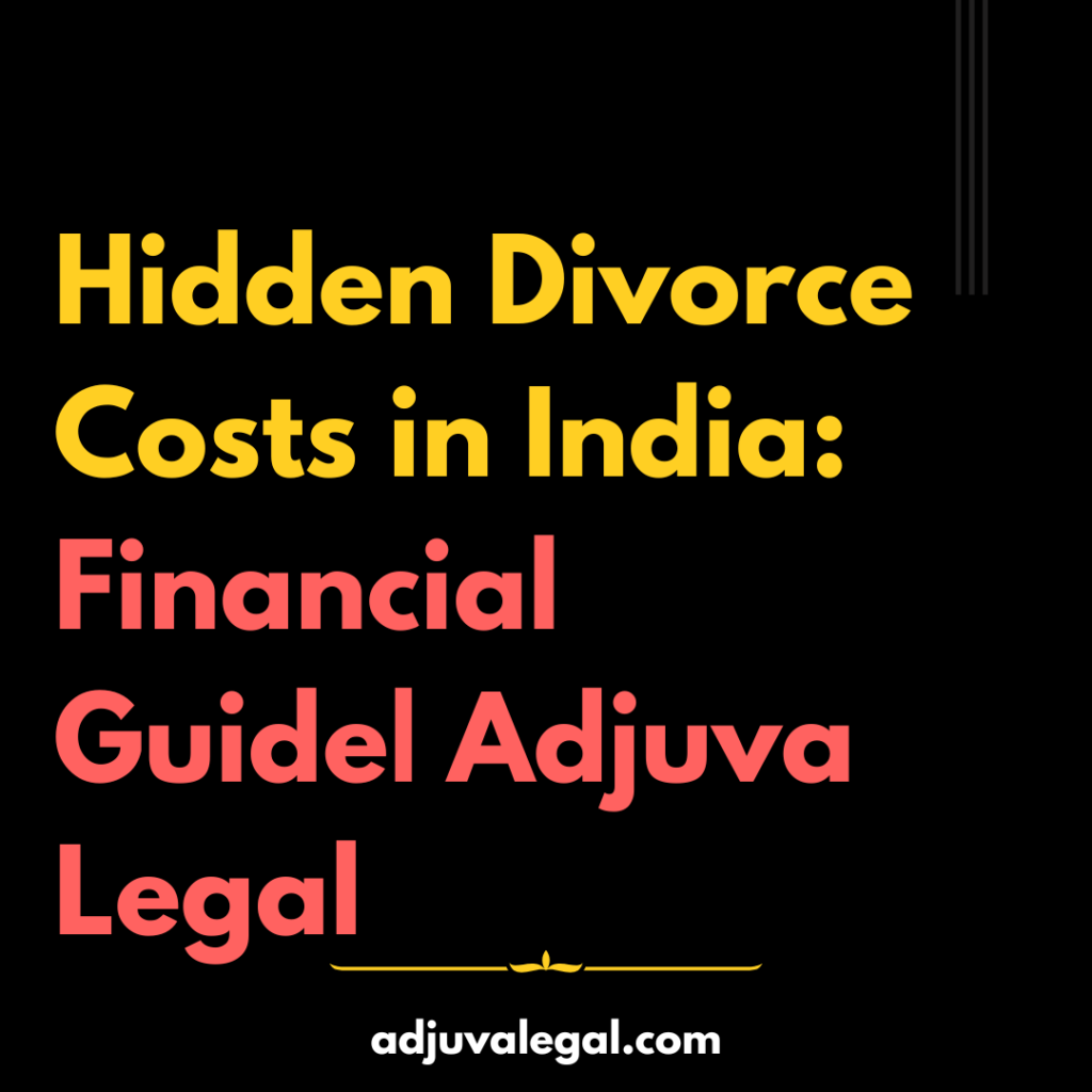 A magnifying glass revealing hidden divorce costs in India, including legal fees, alimony, child support, property division, and emotional counseling expenses.