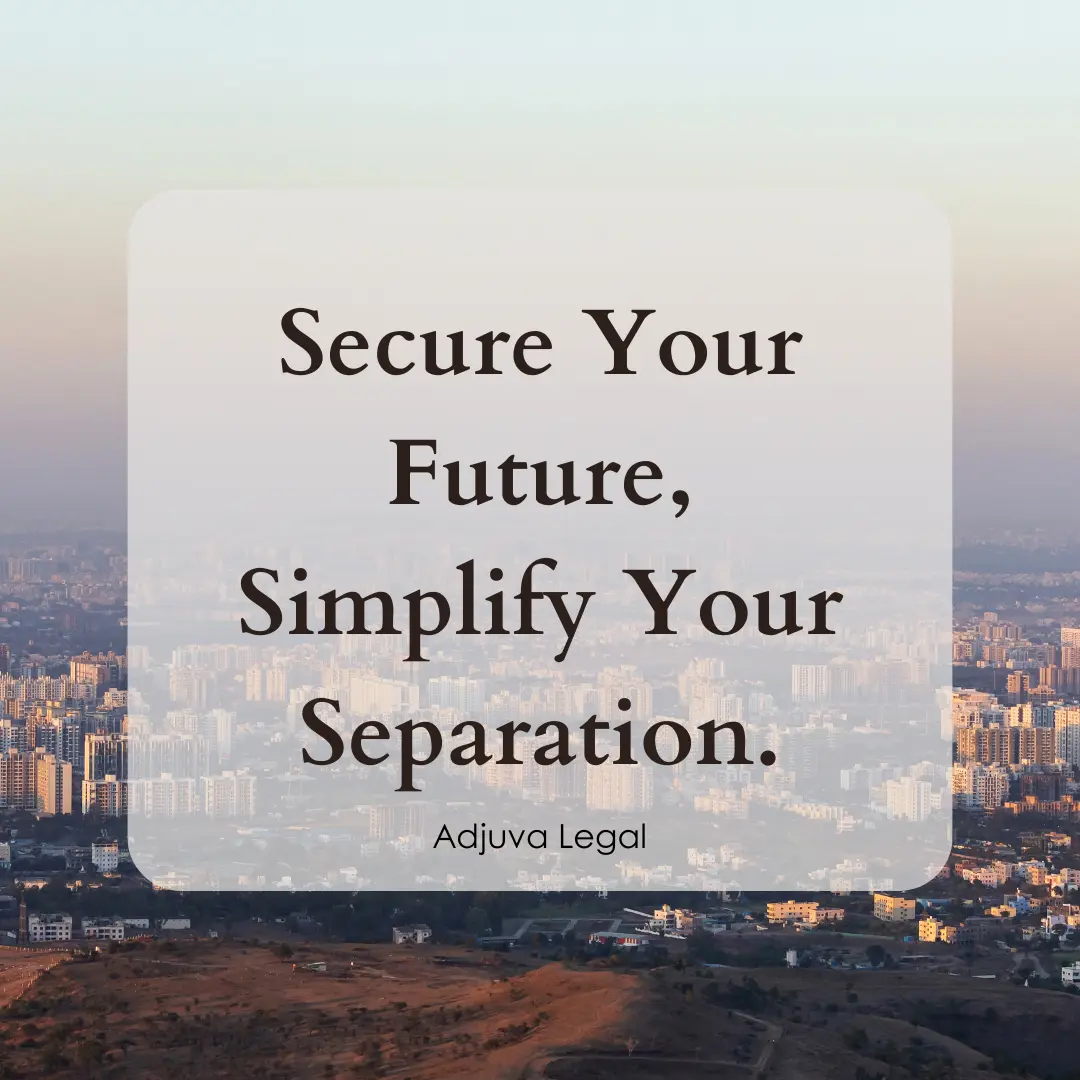 a city landscape with a hill and a quote - Secure Your Future, Simplify Your Separation
